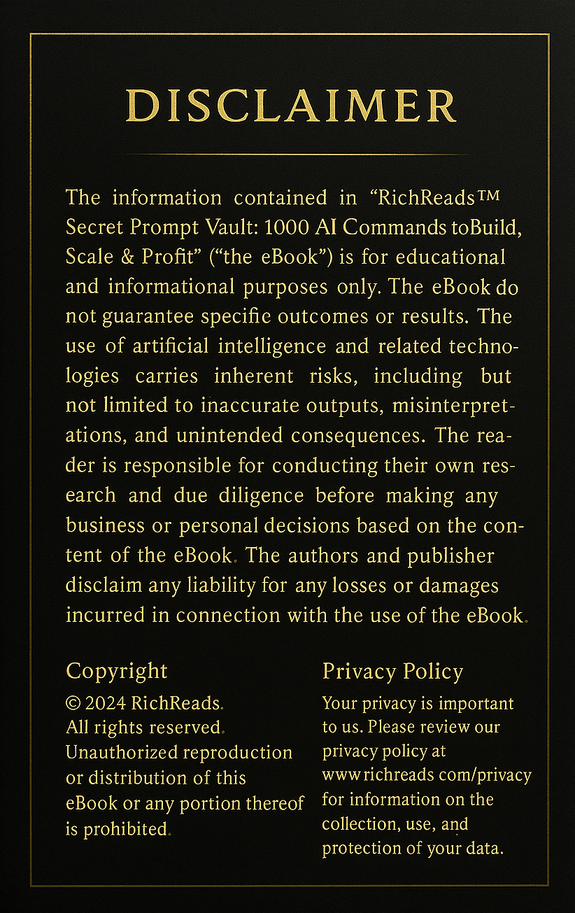 RichReads™ Secret Prompt Vault: 1000 AI Commands to Build, Scale & Profit