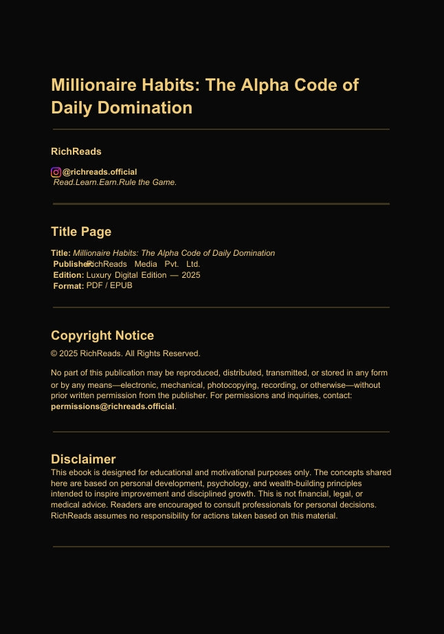 Millionaire Habits: The Alpha Code of Daily Domination